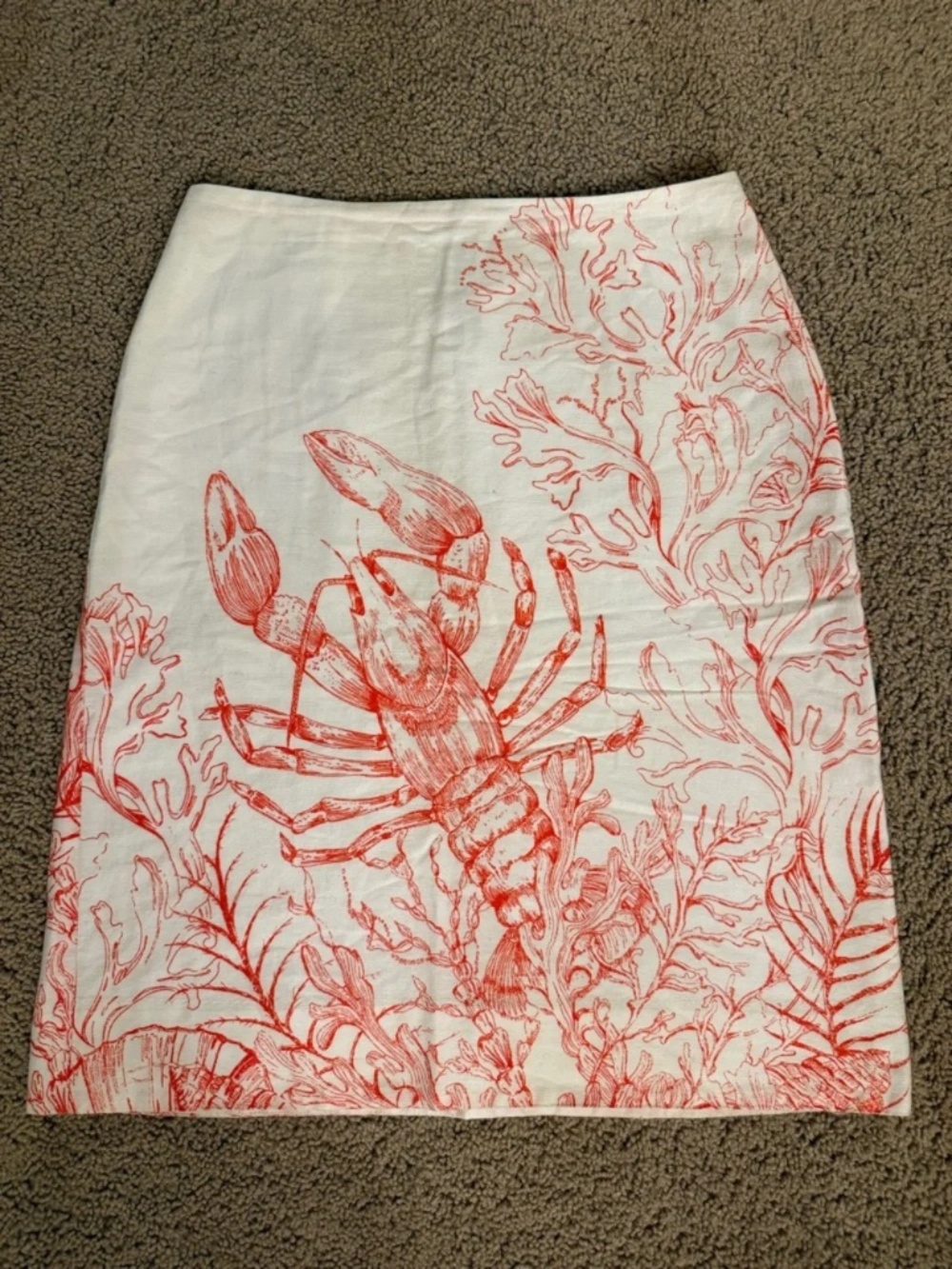 HD In Paris White Pencil Skirt Boston Lobster Print Size 00